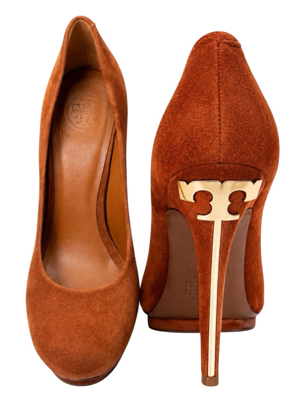 Tory Burch Burnt Orange Suede Pointed-Toe High Heels